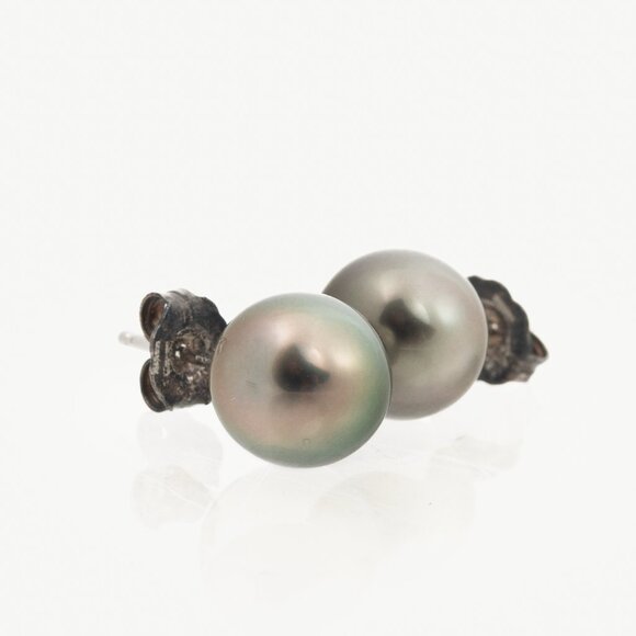 Birks Grey Tahitian Pearl Stud Earrings - Picture 2 of 3